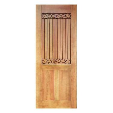 Imagem de Folha de Porta Madeira Maciça Meia Grade Renda 80x210x3,5cm Cedro Rosa