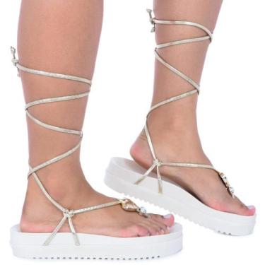 Imagem de Papete Feminina Rasteira Gladiadora-Branca - JFSTORE, 36