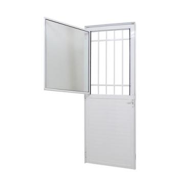 Imagem de Porta de Giro Lambril em Alumínio Branco Caribe Max 215x80x6cm Direita