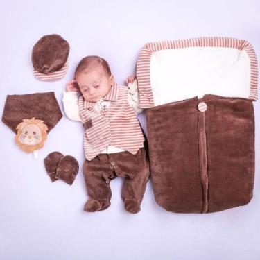 Imagem de Saída de Maternidade Elegante Marrom Plush 5 Peças - Tieloy, P