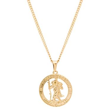 Imagem de Colar impermeável de São Cristóvão, corrente de medalha de ouro 18 quilates, presentes de boa sorte, medalha de proteção, aço inoxidável 316L, proteção para viajantes, Ouro, Sem Pedra Preciosa