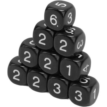 Imagem de 20 Pcs 6 Sided Number Dice, Round Corner Polyhedral Dice, Polyhedral Dice Role Playing Dice for Numeral Teaching Board Games, DND RPG Wow Table Games（Black 16mm）