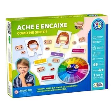 Imagem de Brinquedo Pedagógico Educativo Jogo Das Emoções Ache e Encaixe Como Me Sinto?