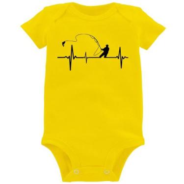 Imagem de Body Bebê Pescador Batimentos Cardíacos - Foca na Moda, Amarelo, P