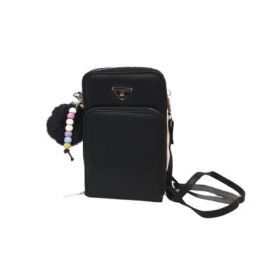 Imagem de Bolsa Transversal Feminina Adulto e Infantil Com Alça Longa Couro Sintetico Chaveiro (Preto)