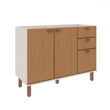 Imagem de Balcão de Cozinha para Pia 120 Cm Atria 2 Portas 3 Gavetas Branco Fosco/Teka Soho - Genialflex