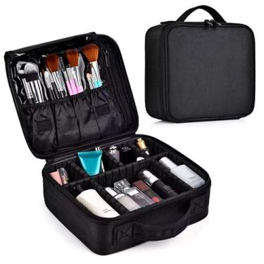 Imagem de Maleta De Maquiagem Para Maquiador Manicure e Viagem Divisória Ajustáv