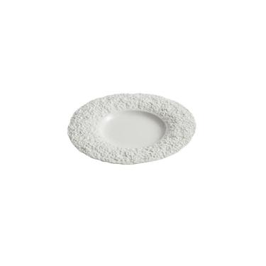 Imagem de Prato de cerâmica com padrão de rocha, prato plano de bife de restaurante ocidental branco - prato de sopa de 22,4 cm