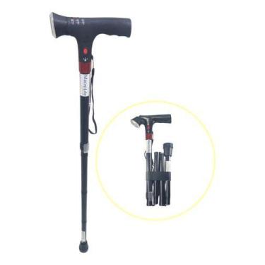 Imagem de Bengala Dobravel Alumínio C/ Regulagem Lanterna Botao Sos - Macrolife