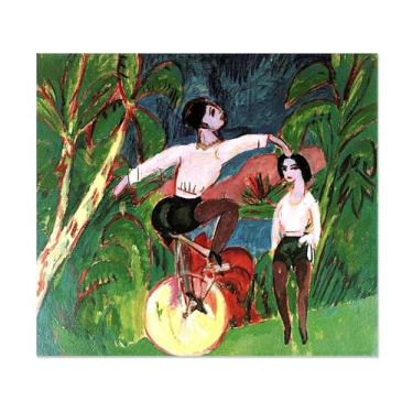 Imagem de Decoração de sala de arte de parede em tela emoldurada, monociclo, impressões em tela de pintura a óleo clássica, arte de parede vintage decoração de casa 80 x 95 cm (31 x 37 polegadas) sem moldura