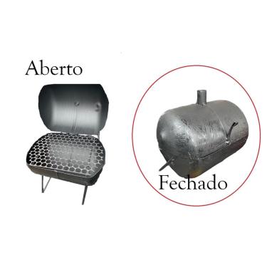 Imagem de Churrasqueira A Bafo Com Gelha A Carvão Portátil Preta