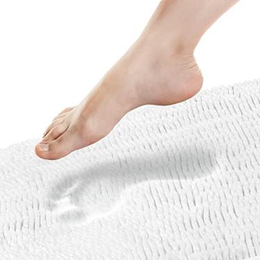 Imagem de Tapetes de banheiro Tafts, microfibra de chenille ultramacia, absorvente, antiderrapante, lavável na máquina, tapete de banho superpelúcia para banheiro, chuveiro e banheira, Cool White, 21" x 47"