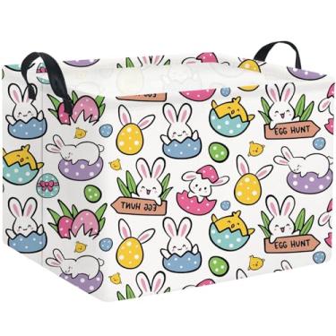 Imagem de HIYAGON Cesta Retangular De Páscoa, Presentes Armazenamento Para Crianças, Berçário Bebês, Decoração Quarto Coelho, Organizador Brinquedos Fofos, Caixas (Coelho Da Páscoa Desenho Animado)