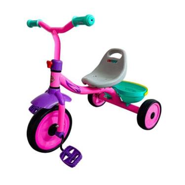 Imagem de Triciclo Infantil De Passeio Com Segurança E Diversão Com Pedal - Rosa