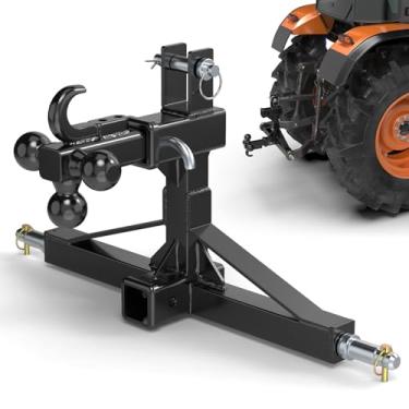 Imagem de SUNSHINE FARMRE Engate Rápido Duplo Preto De 3 Pontos 2" Com Bola Reboque E Gancho, Para Conexões Padrão/Quinta Roda/Pescoço Ganso, Equipamentos Agrícolas Subcompacto