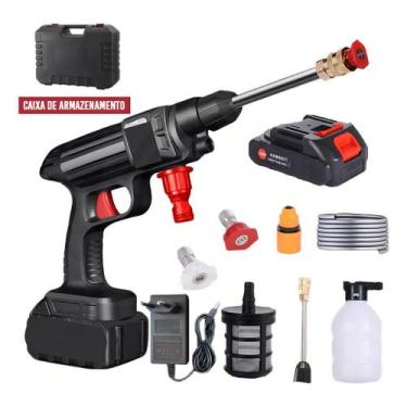 Imagem de Lavadora Alta Pressão Lava Jato Portátil Recarregável S/fio Cor Preto 