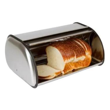 Imagem de PORTA PAO EM INOX ARAMAZENADOR COM TAMPA PROFISSIONAL PARA PAES E BOLOS
