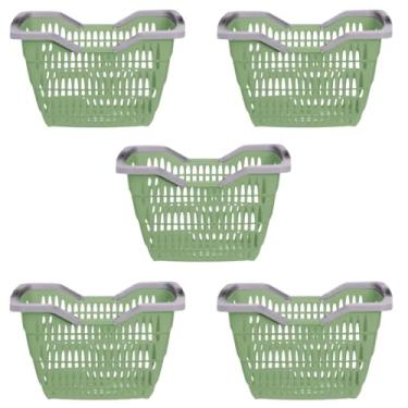 Imagem de Kit 5 Cestas de Compras Supermercado 12 Litros Com Alça (Verde)