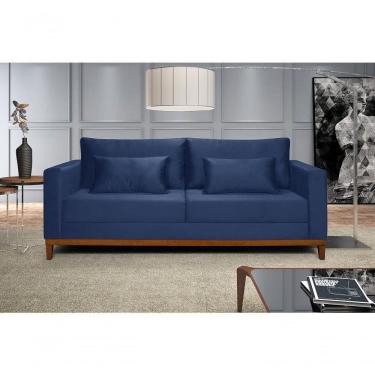 Imagem de Sofá Bahamas 1,70 Veludo Living Fixo Império Veludo Azul Marinho 171