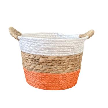 Imagem de Cesto Organizador Em Fibra Natural Laranja 17x23cm