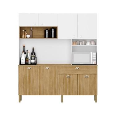 Imagem de Armario De Cozinha Completo 8 Portas 1 Gaveta Omega Core Kits Paraná Cor:freijo/supremo