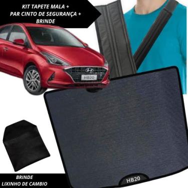 Imagem de Tapete Emborrachado Porta Malas HB20 2020 a 2025 + 2 Capas Cinto Segur