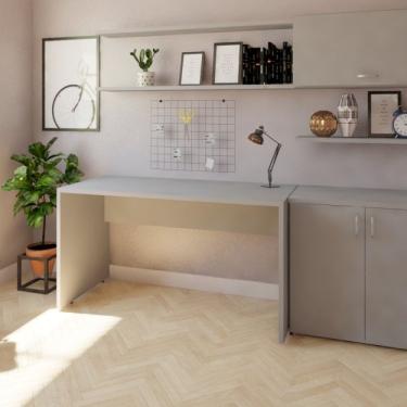 Imagem de Mesa Reta Corp 25mm 120cm Bramov Móveis Cinza Cristal