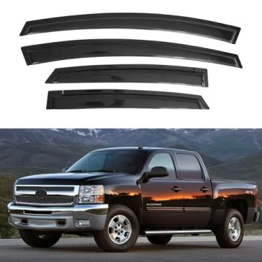 Imagem de Viseira de janela IG compatível com Chevy Silverado Avalanche 2007-2013 e GMC Sierra 1500, defletor de ventilação para Silverado/Sierra 2500HD/3500HD/Yukon XL, 2009 2010 2011 2012 (Crew Cabine )