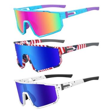 Imagem de MVPTGRS Óculos de sol de beisebol juvenil para meninos e meninas de 8 a 14 anos TR90 armação esportiva infantil para softball, ciclismo, beisebol, golfe, Colorido, bandeira azul e azul claro, Age 8-14