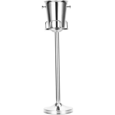 Imagem de Champagne Bucket with Stand,Ice Bucket with Stand Stainless Steel Bucket Wine Chiller On Stand 12Lb Hammered Tall Ice Bucket Stand for Party Bar Ktv Bbq Home,3ft (Silver-1pack)