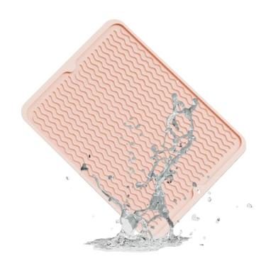 Imagem de ZLR Tapete De Silicone Para Secar Louça Bancada Cozinha, Ecológico Secagem Rápida, Multiuso Fácil Limpar, Descanso Panela Resistente Ao Calor, 40,6 Cm X 30,4 Cm, Rosa Pêssego