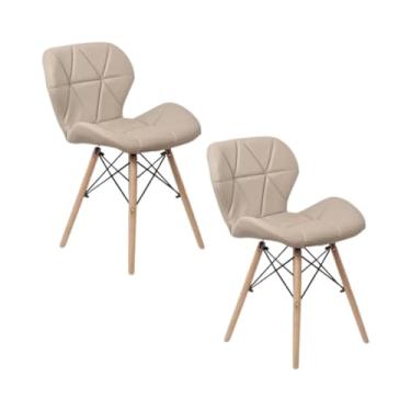Imagem de Cadeira Estofada Eiffel Slim Wood Pés de Madeira (2, Bege, 2)