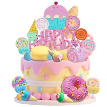 Imagem de Donut Cake Topper Candy Cupcake Toppers Candy Birthday Themed Party Supplies Ice Cream Cupcake Toppers