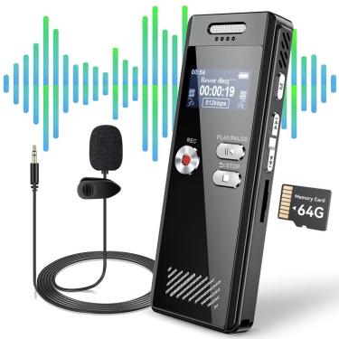 Imagem de Gravador de voz digital EAKKOR 64GB com reprodução e entrada de linha