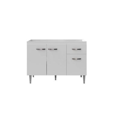 Imagem de Balcão Armário Para Cozinha Com Tampo 120 Cm Gabriela Branco-branco