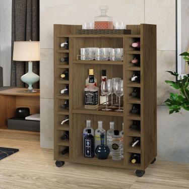 Imagem de Buffet Aparador Bélgica Adega Bar Com Rodízios Ferrara Madeirado