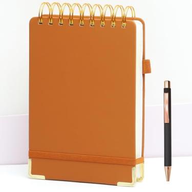 Imagem de Top Spiral Notebook 5x7 Leather Steno Pads 300 Pages Hardcover Spiral Notepad for Work Top Bound Steno Notebook, 100 GSM Thick Paper, Left Handed Notebooks for Office College School, Brown