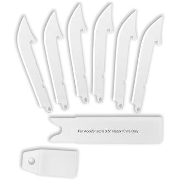 Imagem de ACCUSHARP Lâminas de barbear de 9 cm, resistentes à corrosão, lâminas sobressalentes para canivete de bolso e faca de barbear, laranja, pacote com 6