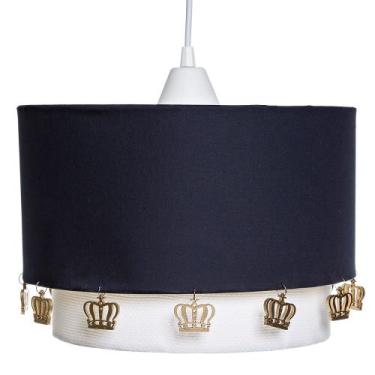 Imagem de Lustre Tubular Duplo Marinho Com Corôas Douradas Quarto Bebê - Potinho