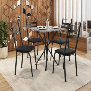 Imagem de Conjunto sala de Jantar Mesa Quadrada 70cm Tampo Granito com 4 Cadeira