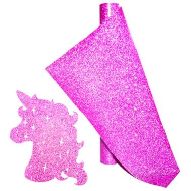 Imagem de Rolo de vinil de transferência de calor HTV com glitter rosa em vinil para camisetas