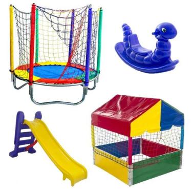 Imagem de Cama Elástica Pula Pula 1,40m + Piscina de Bolinhas 1,00m + Escorregad
