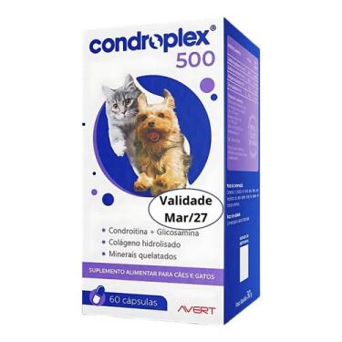 Imagem de Condroplex 500 60 Cápsulas Suplemento Avert Para Cães E Gatos