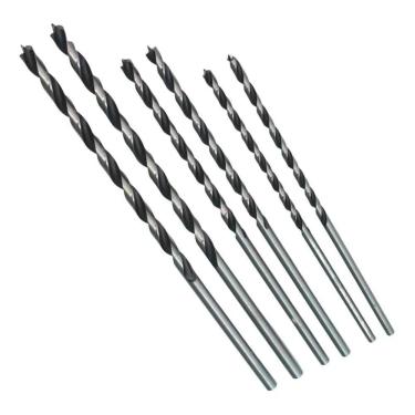 Imagem de Jogo De 6 Brocas Mourão Longa 3 Pontas De Aço Para Madeira