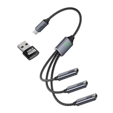 Imagem de CY HUB USB 2.0 Tipo-C USB-C para 3 portas Hub cabo de alimentação de 1 a 3 dados para laptop, desktop, celular, mouse, impressora, disco