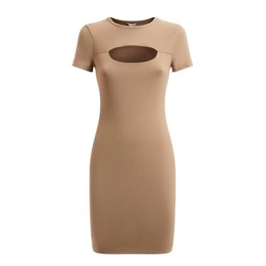 Imagem de GUESS Vestido feminino Lana de manga curta ES, Areia molhada, G