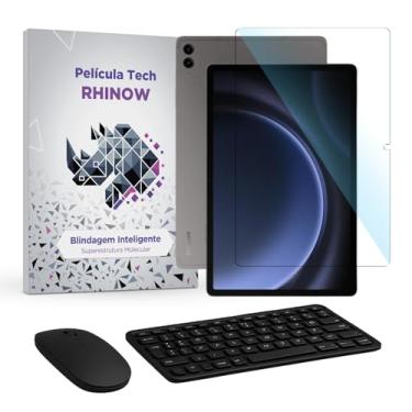 Imagem de Kit Película de vidro para Samsung Galaxy Tab S9 FE+ Plus 12,4" + Teclado e Mouse Bluetooth Preto (Rhinow)