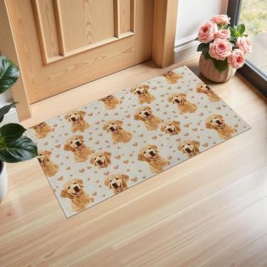 Imagem de Ti Caldi Tapete de porta interno para cães Golden Retriever sorrindo, 75 × 43 cm, capachos de tecido não tecido para entrada, cozinha, quarto, tapete antiderrapante para decoração de casa, presentes