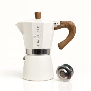Imagem de CAFECITO Moka Pot | 6 xícaras de café expresso Moka Pot - cafeteira manual de 293 ml | Cafeteira italiana Espresso Greca | Cafeteira de café expresso de fogão | Cafetera | Válvula antirespingo Edição