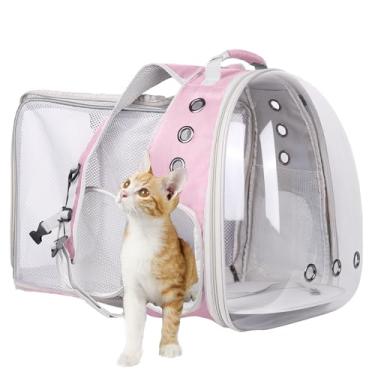 Imagem de Mochila de extensão quadrada para animais de estimação para gatos e filhotes pequenos de até 5,4 kg, cápsula espacial transparente, astronauta, mochila para carregar e transportar gato para